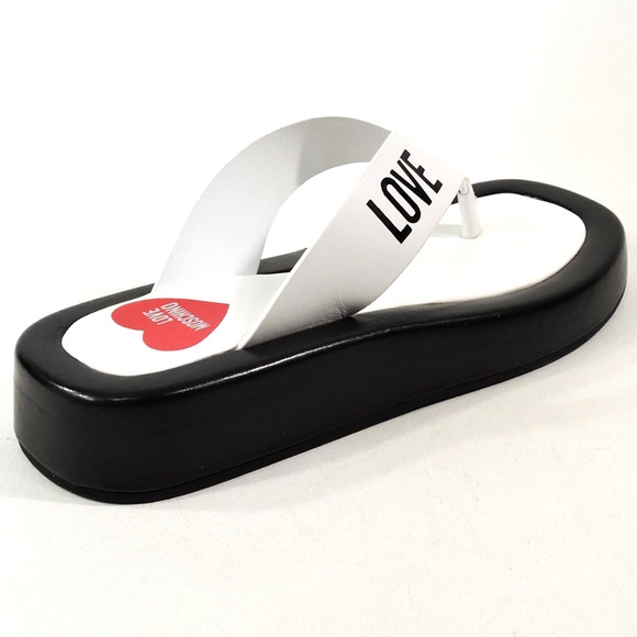 LOVE MOSCHINO 🇮🇹 WOMENS BLACK SOFT LEATHER COMFORT SANDALS - Picture 6 of 10